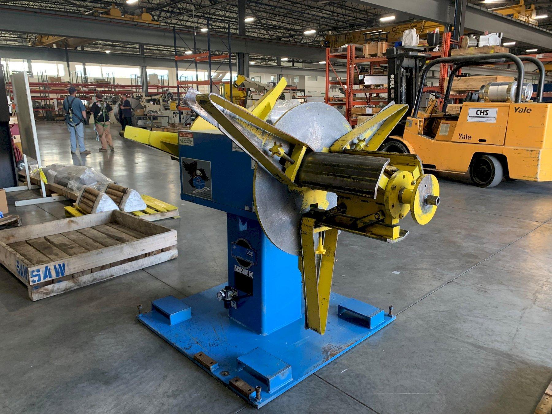 Coe Press Pull Off Double End Coil Reel Uncoiler 2,500 Lbs.