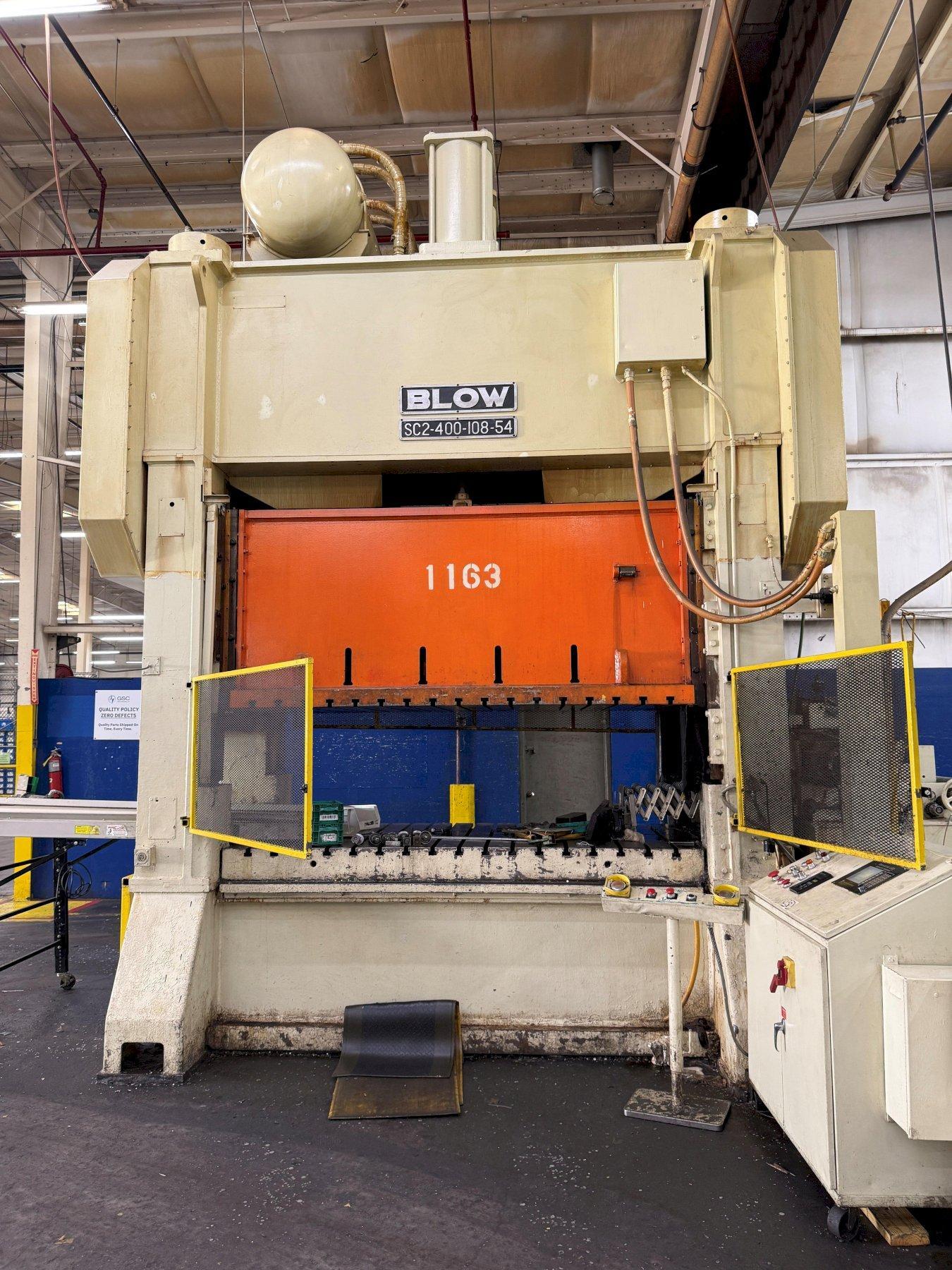 400-ton Blow SC2-400-108-54 Straight Side Mechanical Stamping Press For Sale, Year 1997