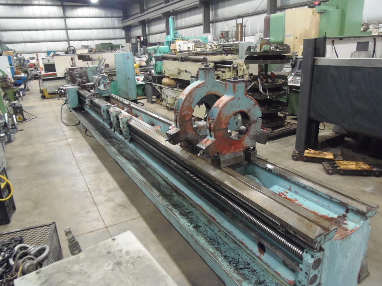 25" x 310" TOS SUS-63 ENGINE LATHE, 14" OCS, 16" 3-JAW CHUCK, 3" THRU HOLE, TAILSTOCK, 3 STEADIES