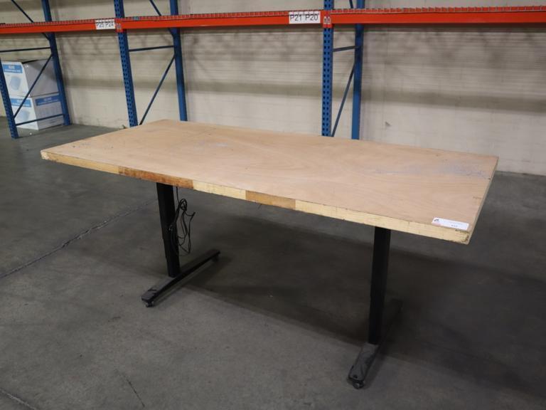 Wood Top Electronic Adjustable Height Table - Portable on Casters- Auction Item