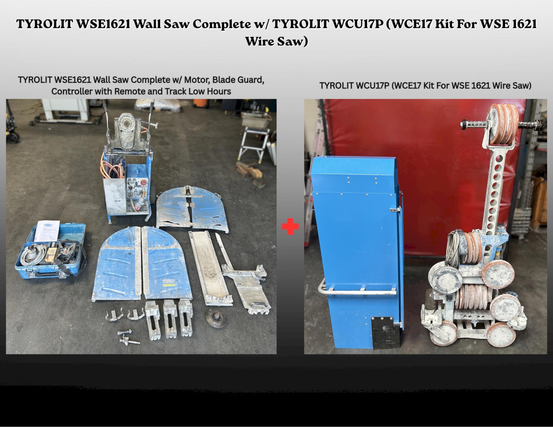 TYROLIT WSE1621 Wall Saw Complete w/ Motor, Blade Guard, Controller with Remote, Track and TYROLIT WCU17P (WCE17 Kit For WSE 1621 Wire Saw)