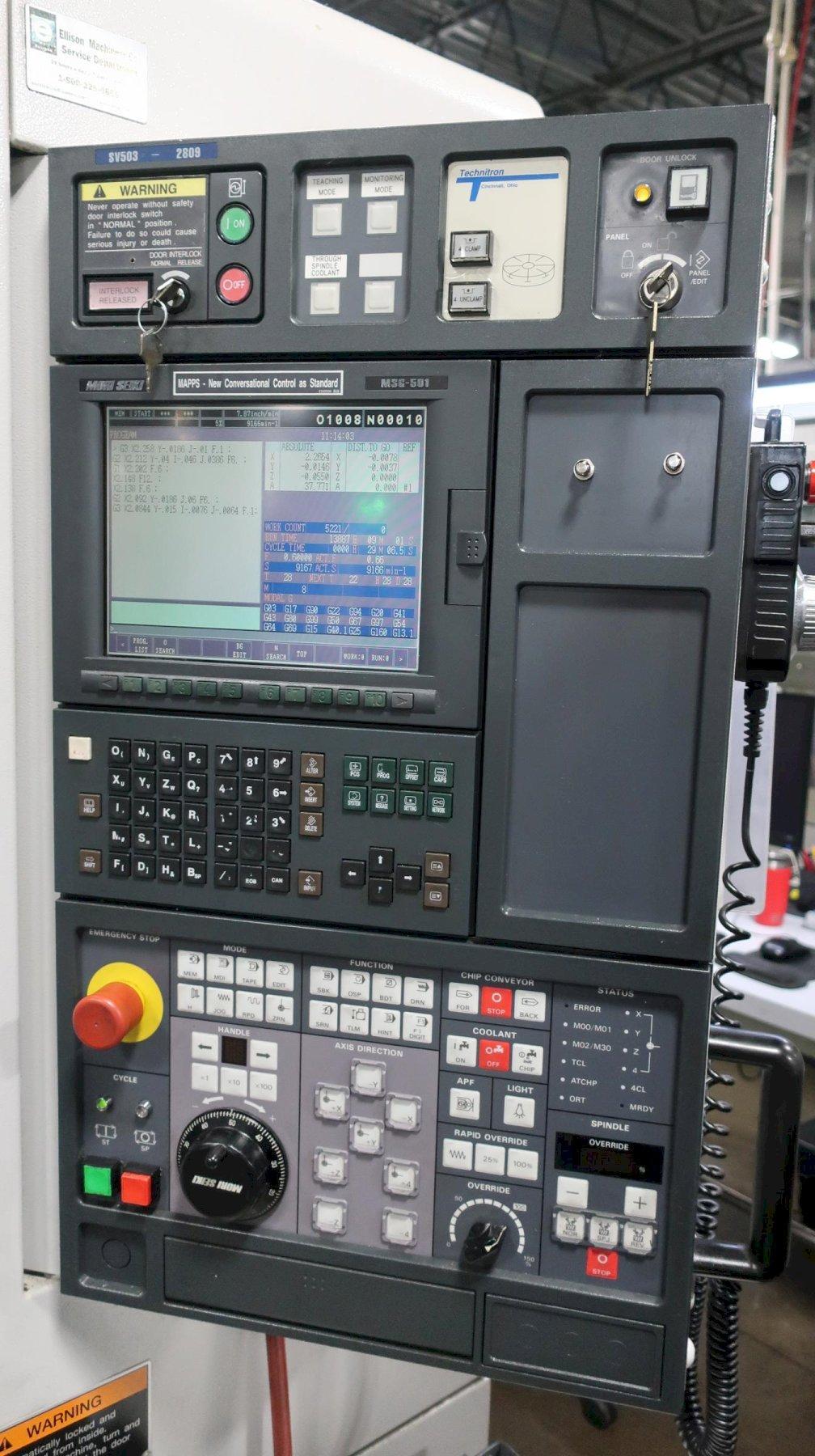 MORI SEIKI SV-503/40 Vertical Machining Center, Year 2001 With Tsudakoma 4th axis Rotary table