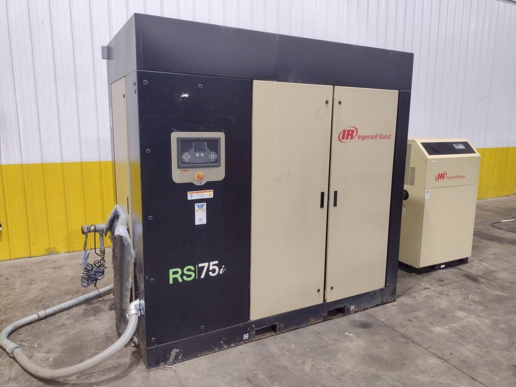 100 HP INGERSOLL-RAND MODEL RS75i-A125 ROTARY SCREW AIR COMPRESSOR W/ AIR DRYER: YOBRO #25976