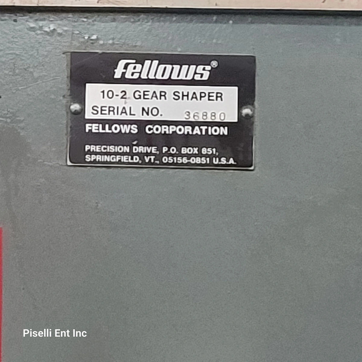 Fellows model 10-2 Gear shaper , 3" riser 14" diameter , pinion support tailstock , variable speed drive s/n 36880, excellent from prototype shop in Michigan