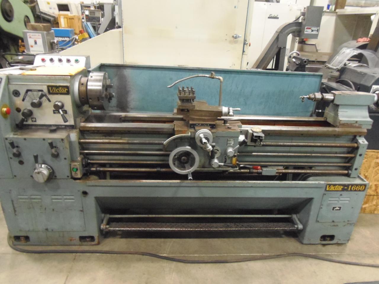 16" x 60" VICTOR ENGINE LATHE, MODEL 1660G, 10" 3-JAW CHUCK, TAILSTOCK, 2" HOLE, MANUALS