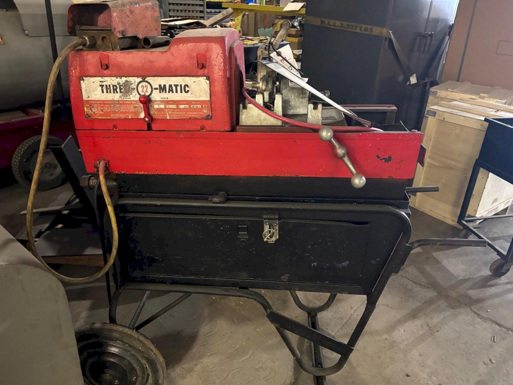 1 - PREOWNED COLLINS THREAD-O-MATIC PORTABLE PIPE THREADING <br>MACHINE, MODEL #: 22A, S/N: 2860A, YEAR: 1966