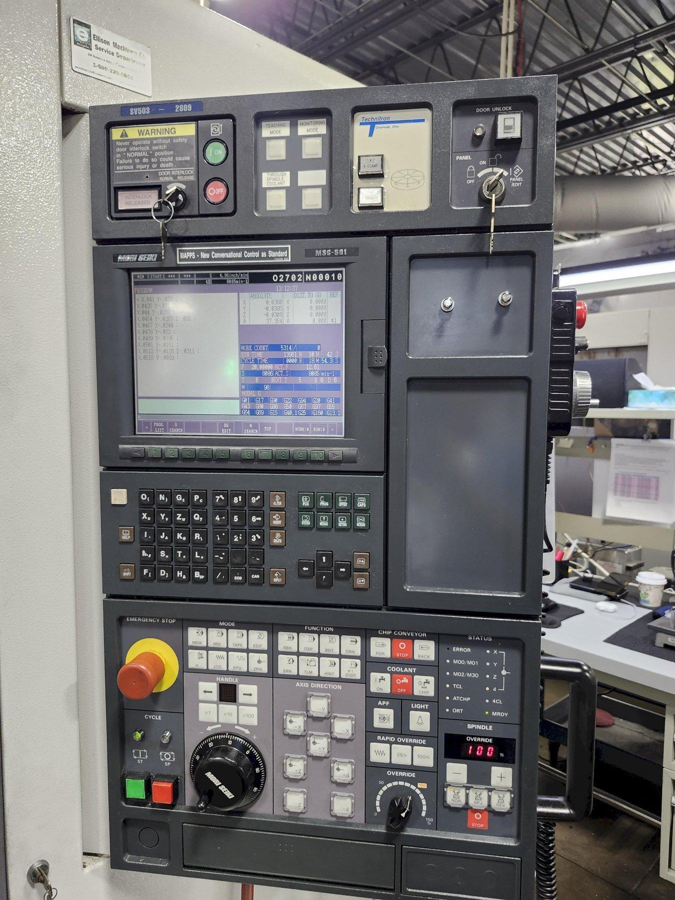MORI SEIKI SV-503/40 Vertical Machining Center, Year 2001 With Tsudakoma 4th axis Rotary table, (Well Maintained)