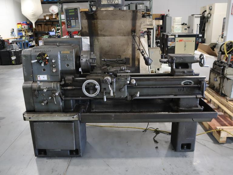 Cincinnati Tray Top 12-12" x 36" Engine Lathe, Geared Head, 1,800 RPM, 2 Axis DRO- Auction Item