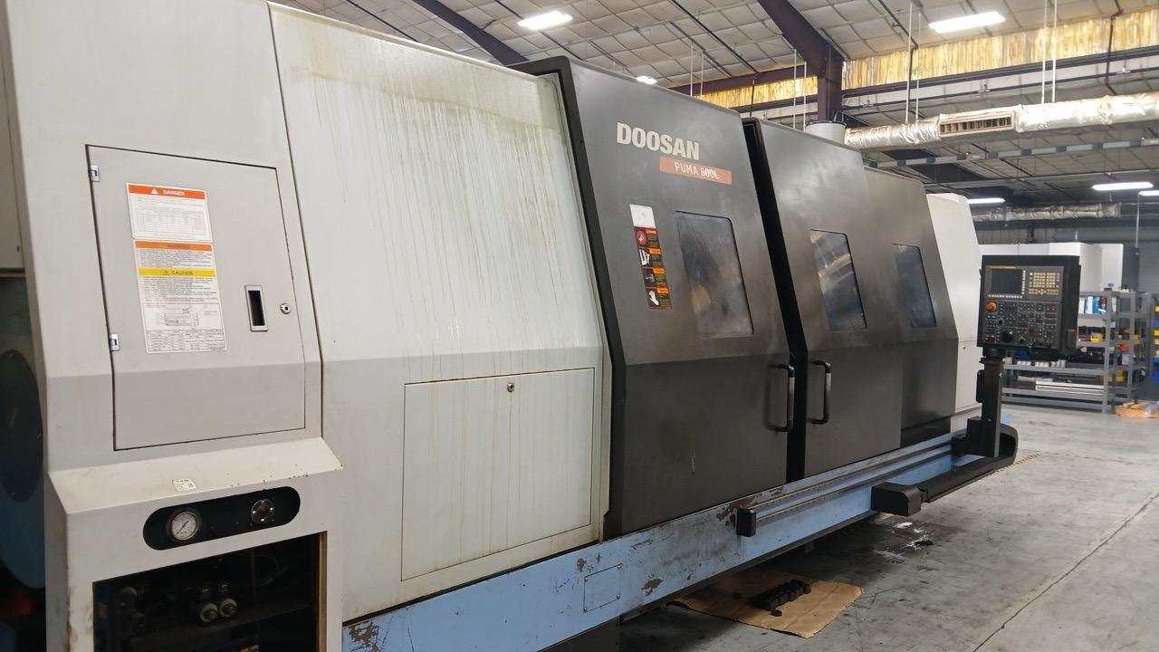 Doosan Puma 800L CNC Lathe, 2012 – Schunk Hyd Steady, 12″ Big Bore, Chip Conveyor, 4233 Cut Hours