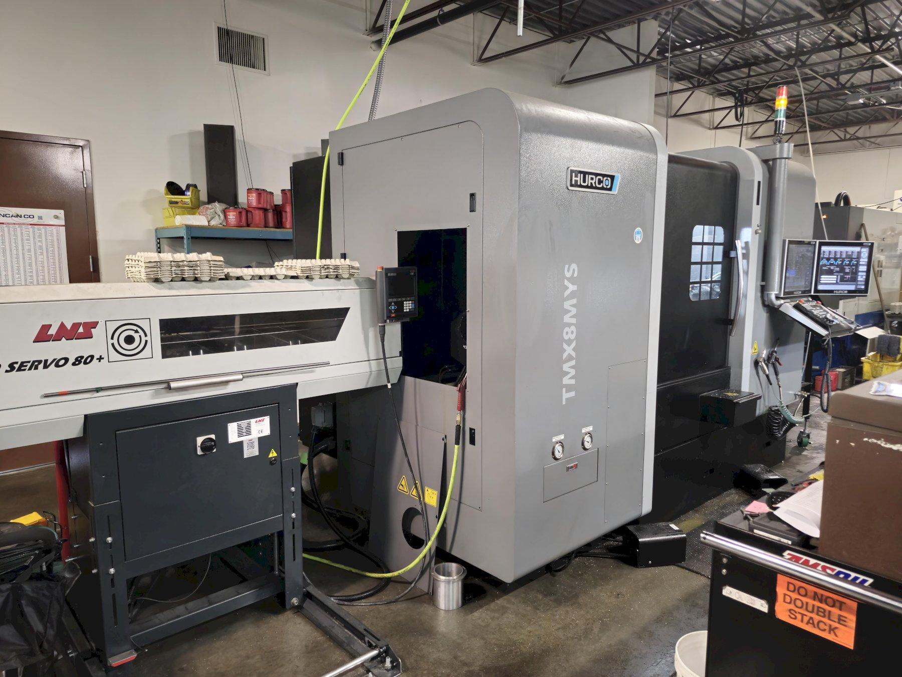 Hurco TMX8MYSi CNC Mill/Turn Lathe, with Hurco Ctrl., 4500 RPM, 12 Turret,  Live Tooling, Barfeeder, 37 HP, Tooling Access., New 2023