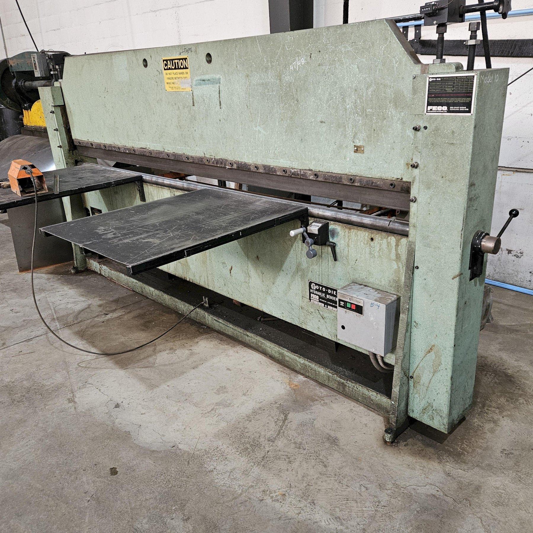 10' X 16GA ROTO-DIE MODEL 10 HYDRAULIC PRESS BRAKE. STOCK # 0134325.