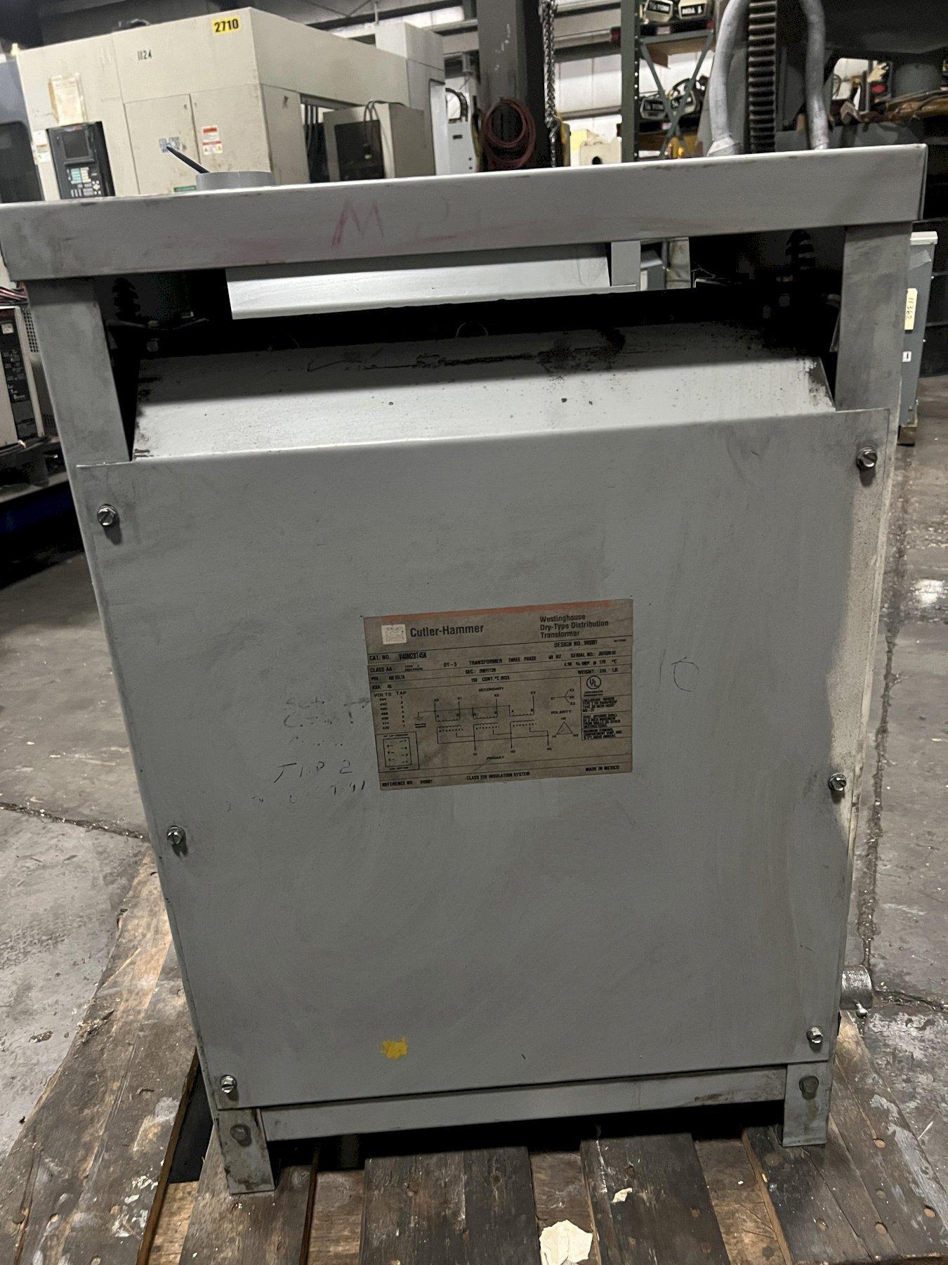 45 KVA CUTLER-HAMMER WESTINGHOUSE DRY-TYPE DISTRIBUTION TRANSFORMER, 480D PRIMARY, 208Y/120 SECONDARY