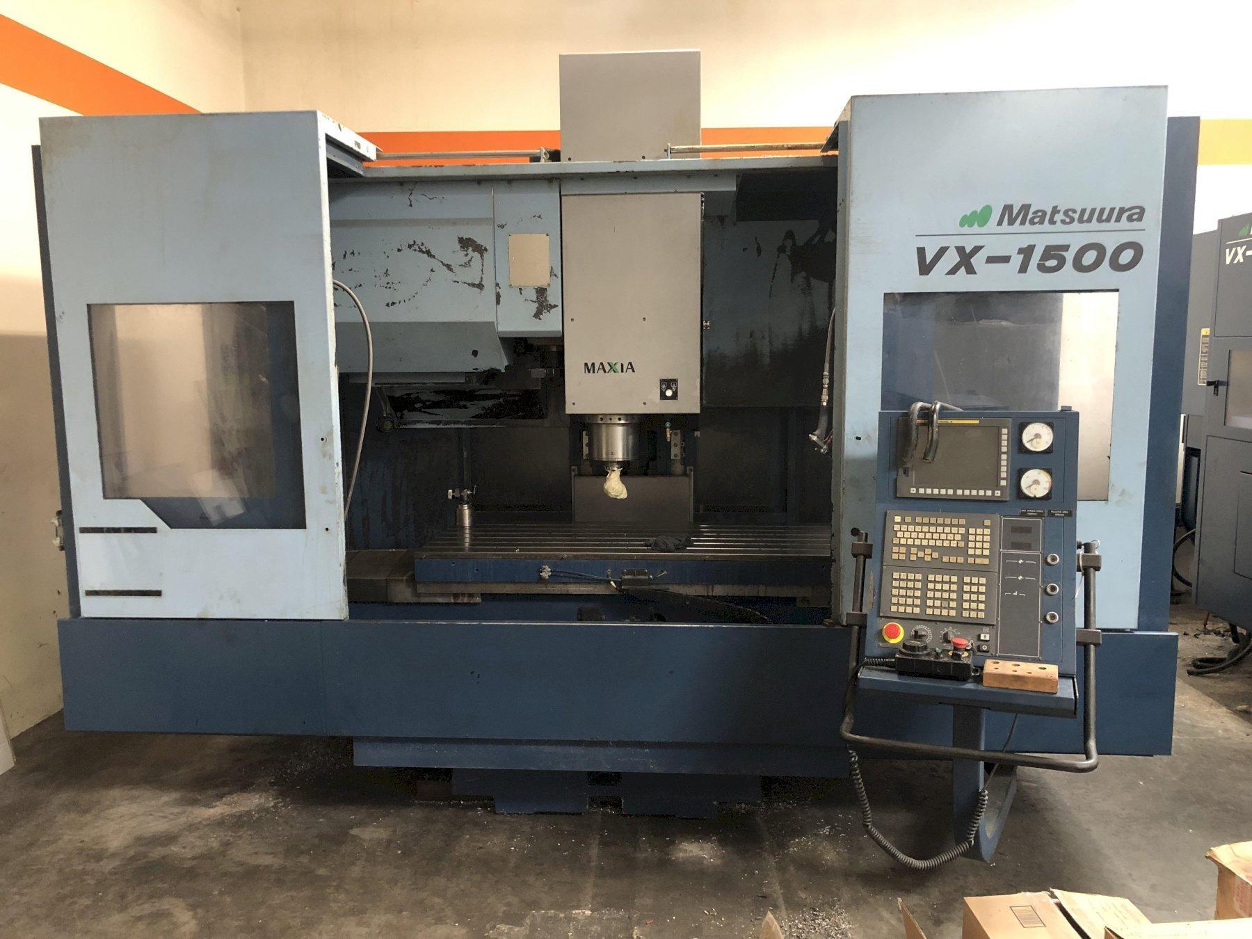 Matsuura VX-1500 Vertical Machining Center with Fanuc Series 31i Control System, CAT50, Probing, Tool Pre-setter, 4th Axis Rotary Table, Chip Conveyor, Coolant Tank.