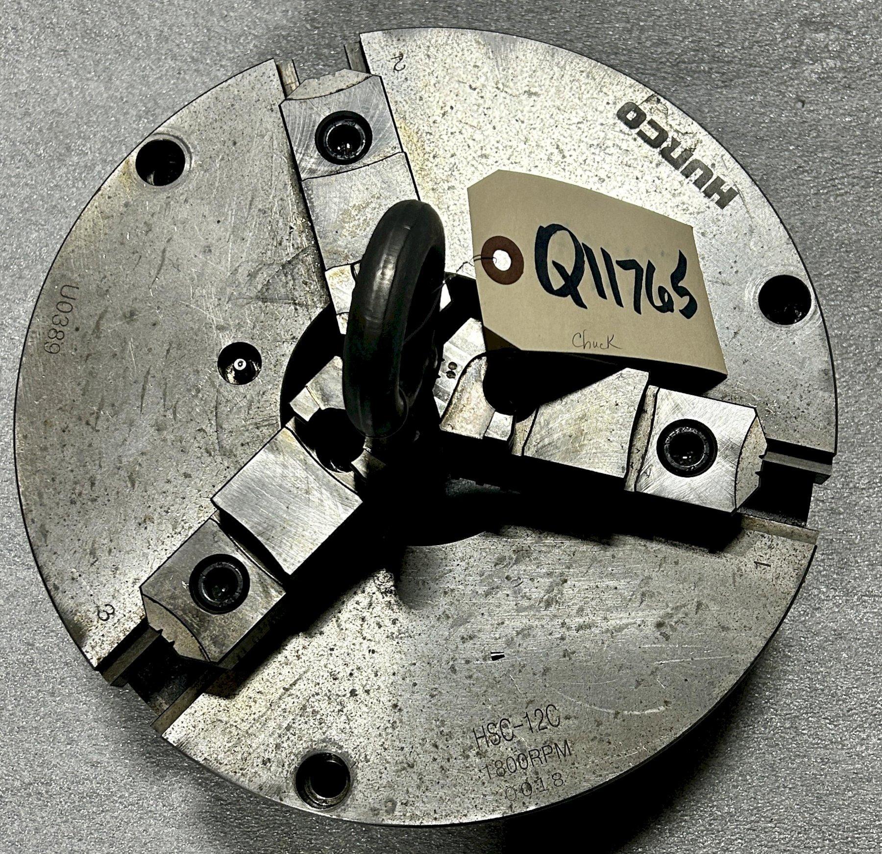 12" AUTO STRONG HSC-12 3-JAW SCROLL CHUCK, Plain Back, Solid Jaws, 1800 RPM Max Speed, 4200 kgf Gripping Force.