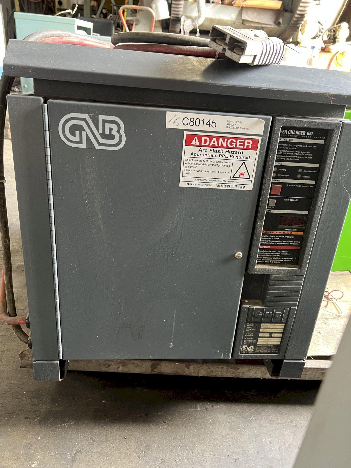 GNB INDUSTRIAL FORKLIFT BATTERY CHARGER, MODEL FER100 12-600 S1, 24V