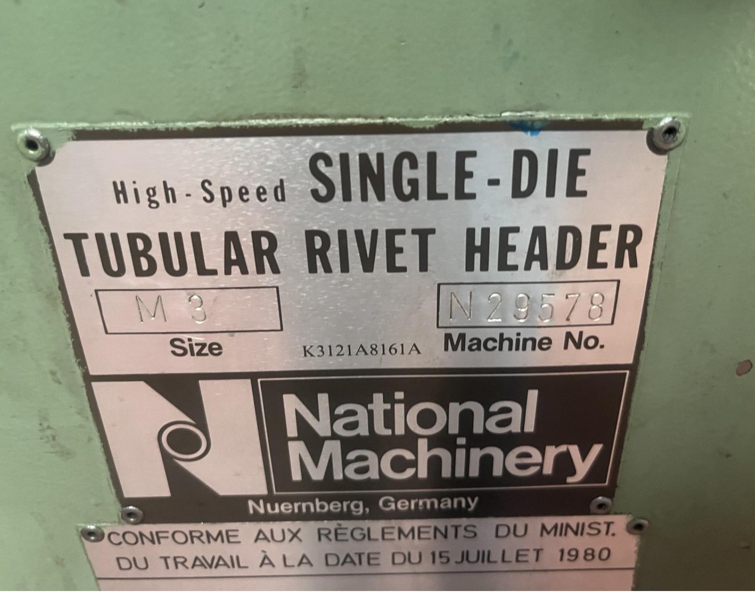 National Model M3 High Speed Single Die Tubular Rivet Header