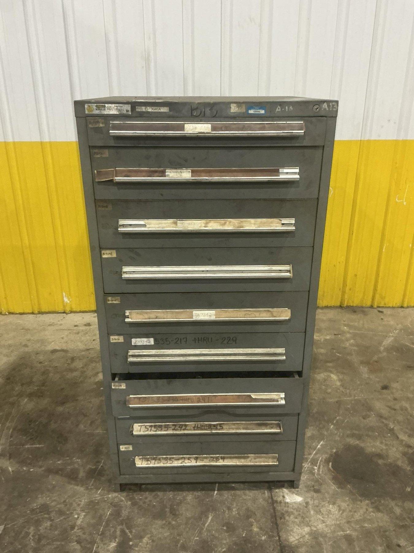 9 DRAWER X 30” X 28” X 59”  STANLEY VIDMAR TOOL STORAGE CABINET: YOBRO #26070