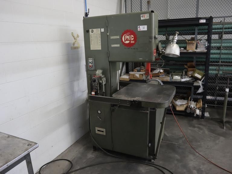 Grob 4V-18 Vertical Band Saw, 18" Throat, Blade Welder | Grinder, Variable Band Speed, Tilting Work Table w Pneumatic Feed- Auction Item
