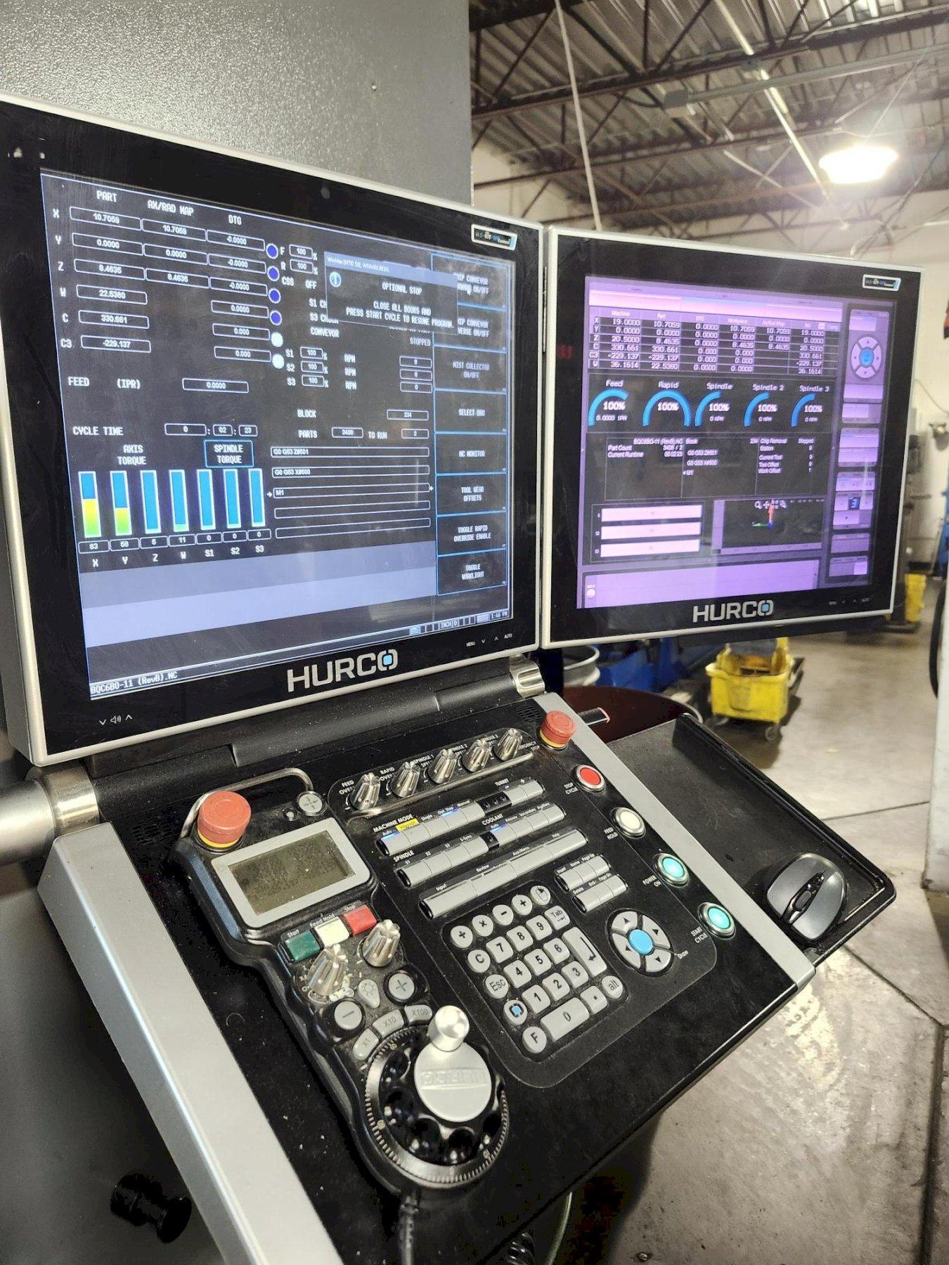 Hurco TMX8MYSi CNC Mill/Turn Lathe, with Hurco Ctrl., 4500 RPM, 12 Turret,  Live Tooling, Barfeeder, 37 HP, New 2023