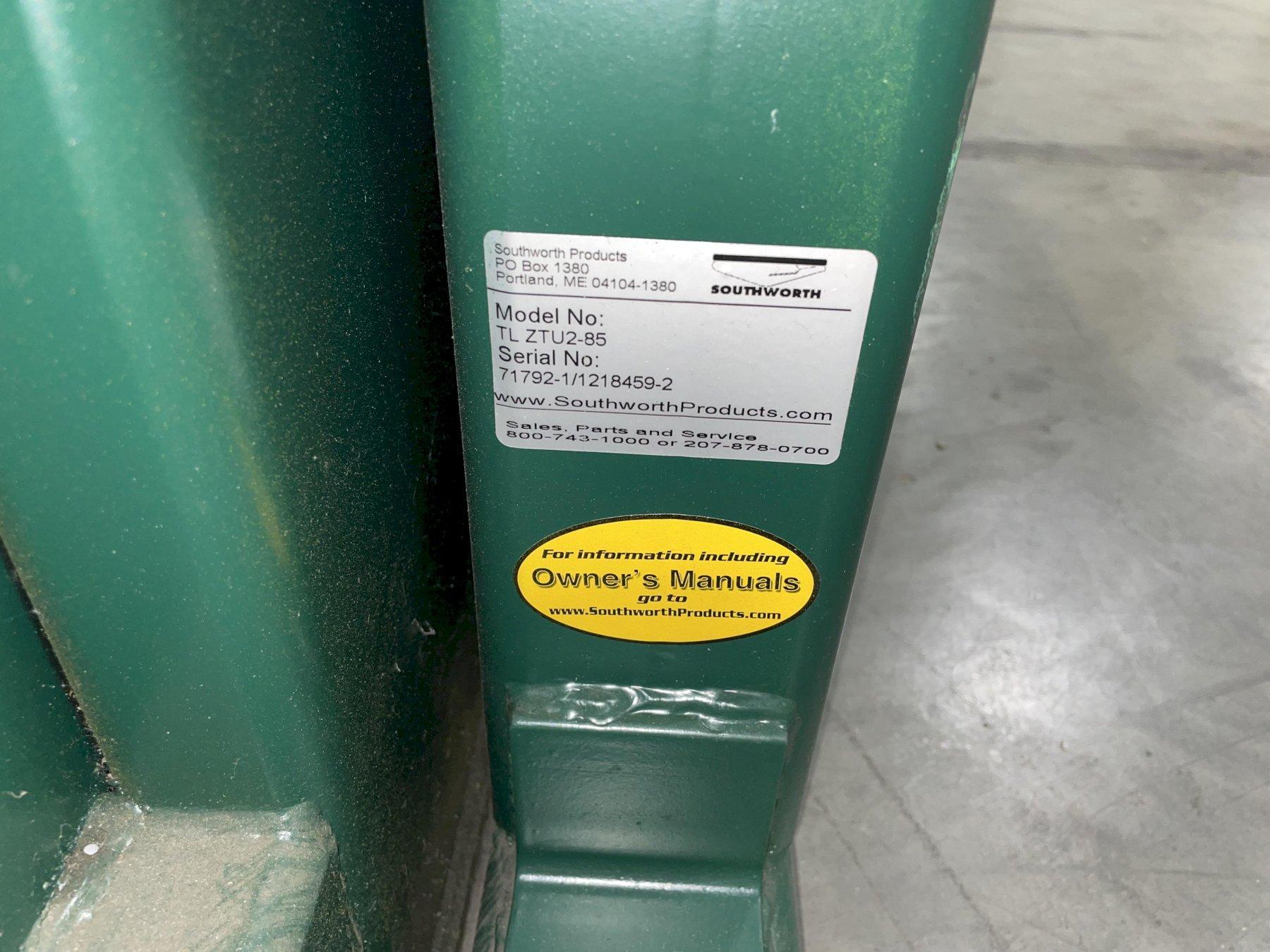 2000 LBS SOUTHWORTH MODEL # ZTU2-85 CONTAINER TILTER: STOCK #78553