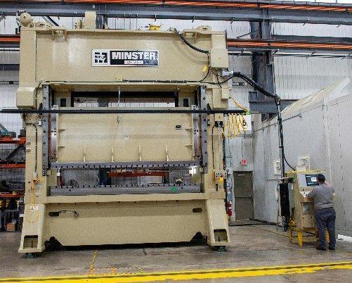 600 ton Minster Hevistamper E2-600-144-60 Straight Side Press, New in 1996 Rebuilt