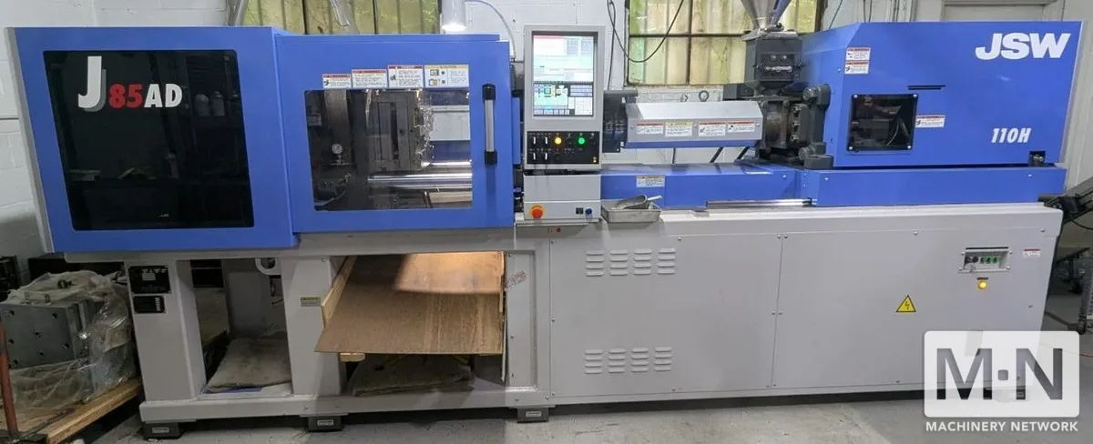 85 TON 4.8 OZ JSW MODEL J85AD-110H ELECTRIC INJECTION MOLDING MACHINE MFG 2015 WITH LOW HOURS