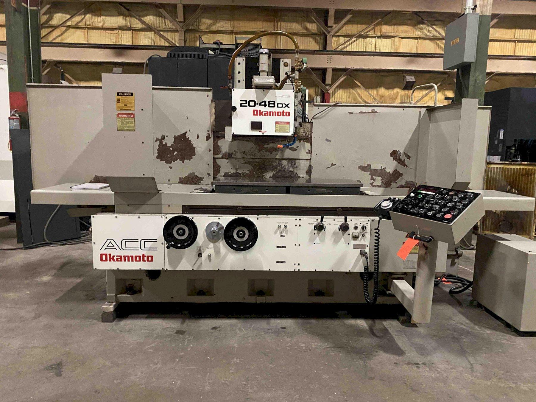 Okamoto ACC20-48DX, DX Control w/LED Display, Incr Downfeed, OTW Hyd Dresser, Sparkout, Rough/Fine Finish, Plunge, Coolant, Ballscrew on Vertical, 20 HP,  20