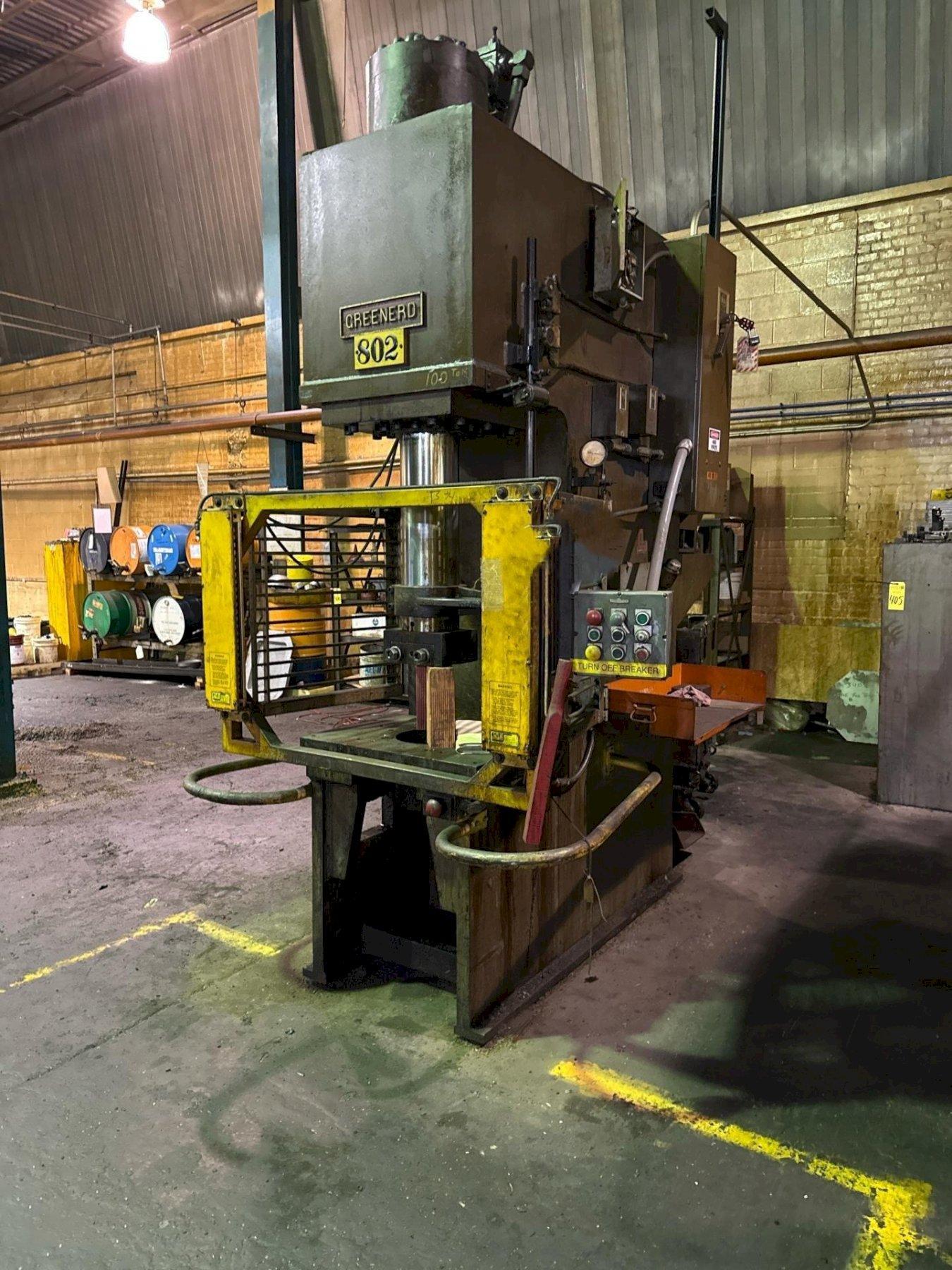 100 TON GREENARD MODEL SP100 C-FRAME HYDRAULIC PRESS, 24" STROKE: YOBRO #26283