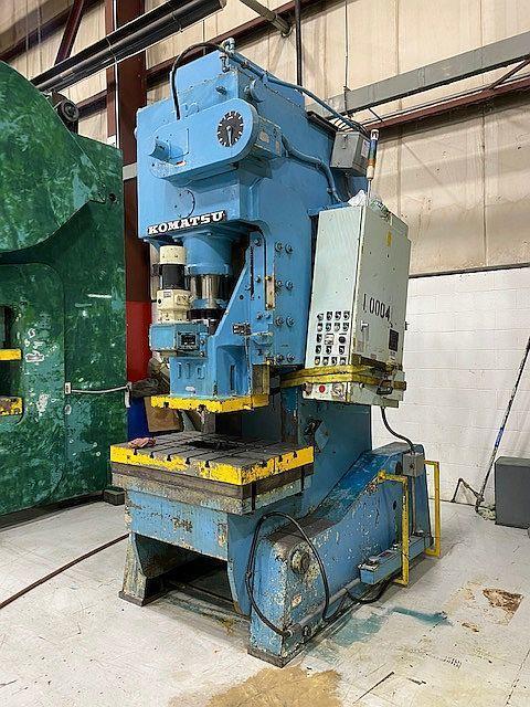 110 ton Komatsu OBS Used Single Crank Gap Frame Mechanical Metal Stamping Press For Sale, Can be seen under power!