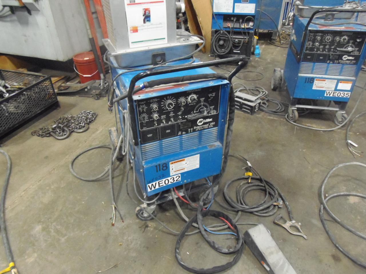 MILLER SYNCROWAVE 250 TIG WELDER, COOLER, GUN, CART