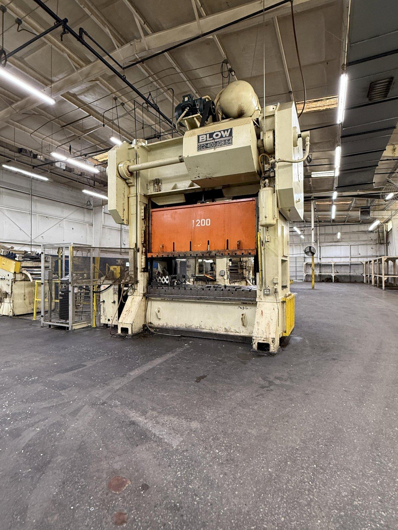 400-ton Blow SC2-400-108-54 Straight Side Mechanical Stamping Press For Sale, Year 2001