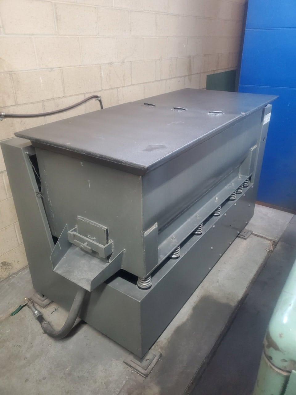 12 Cubic Ft. Deburring Equipment Manufacturing Vibratory Ceramic Polisher- Internal Dimensions 22.25″W x 59″L, Includes Media