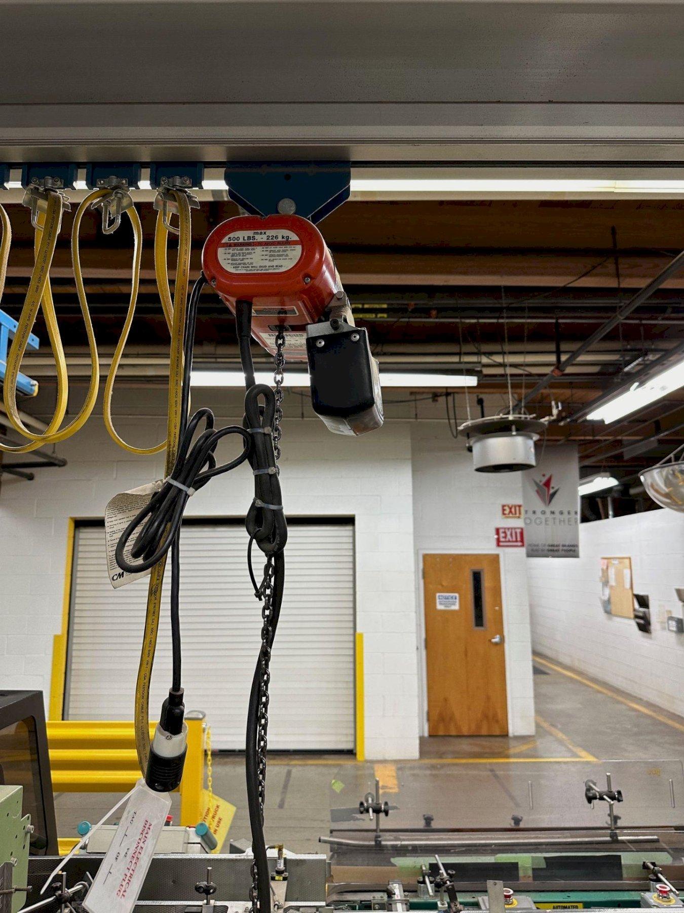 Gorbel 18' x 32' Hanging Crane, 500# Electric Hoist, 300# ELT Lifting Bar