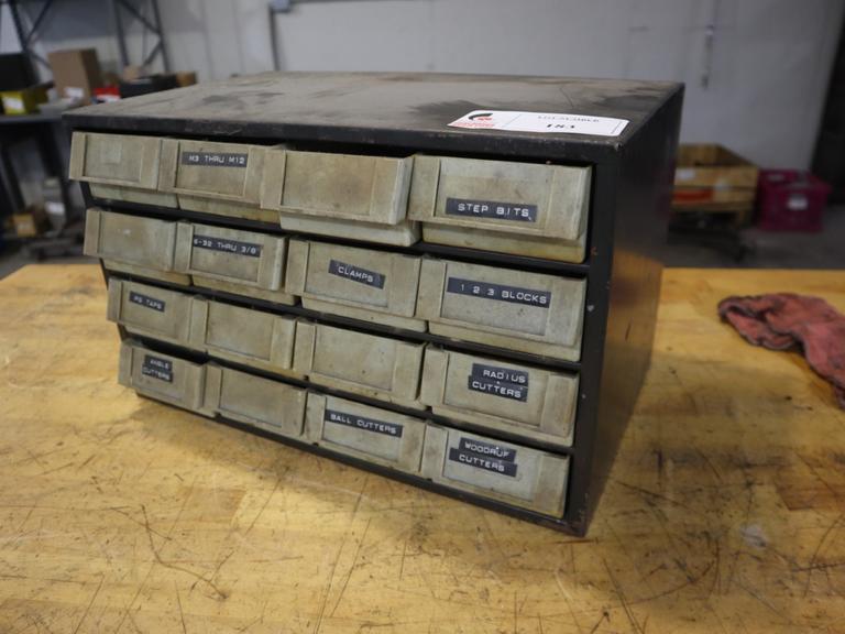 Multi Drawer Organizer with Step Drills, Taps, and End Mills- Auction Item