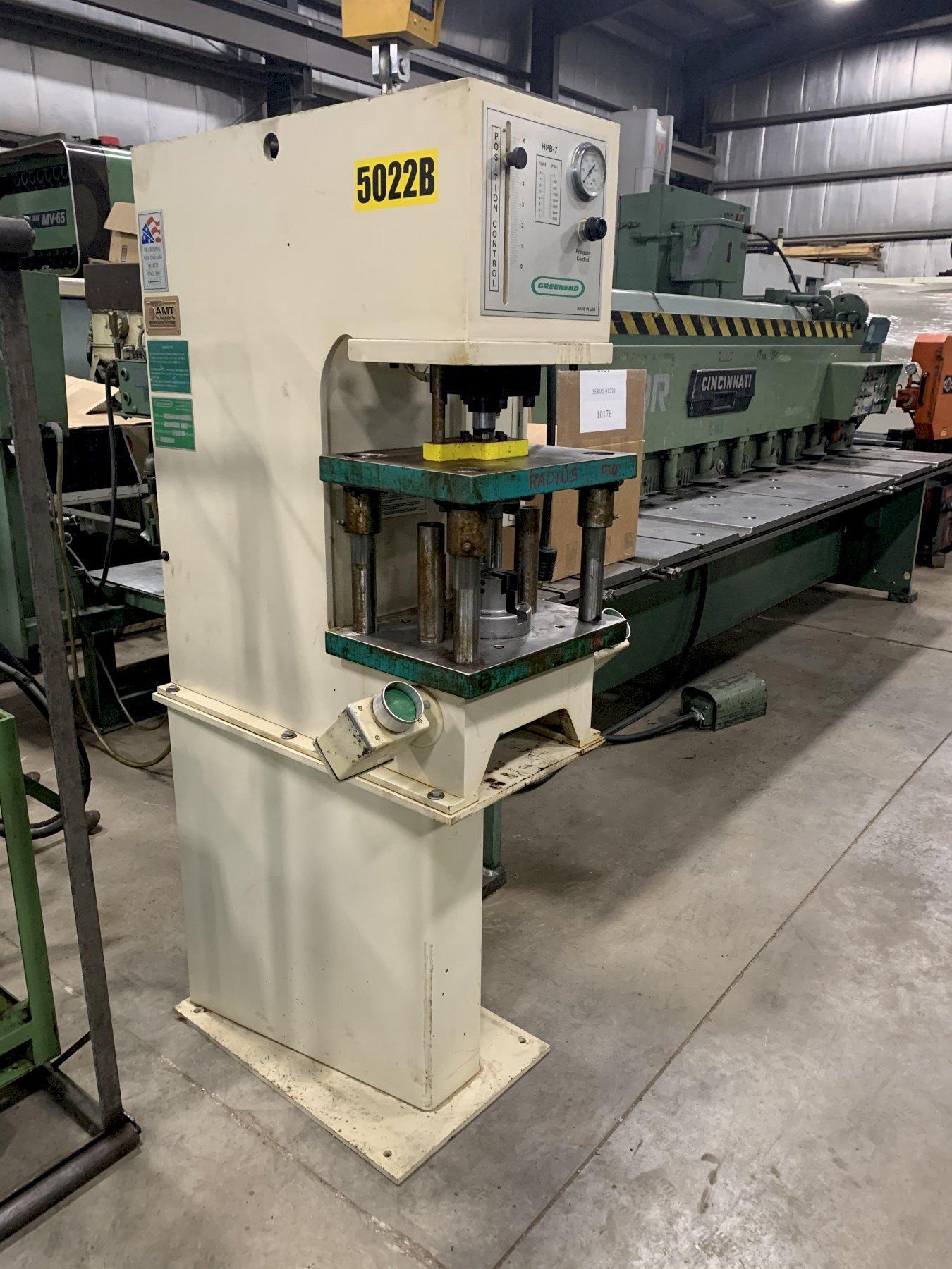 7 TON GREENERD, MODEL HPB-7, 6" STROKE, C FRAME WITH STAND, 1998