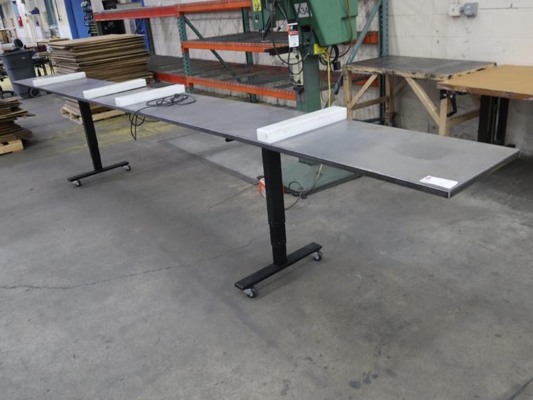 Long Electric Adjustable Height Work Table 18" Top and Work Stops- Auction Item