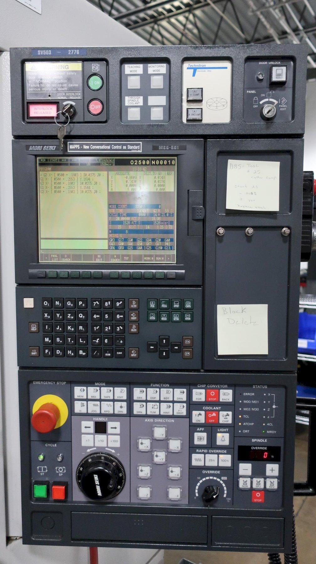 MORI SEIKI SV-503/40 CNC Vertical Machining Center, Year 2001 With a Tsudakoma 4th axis Rotary table