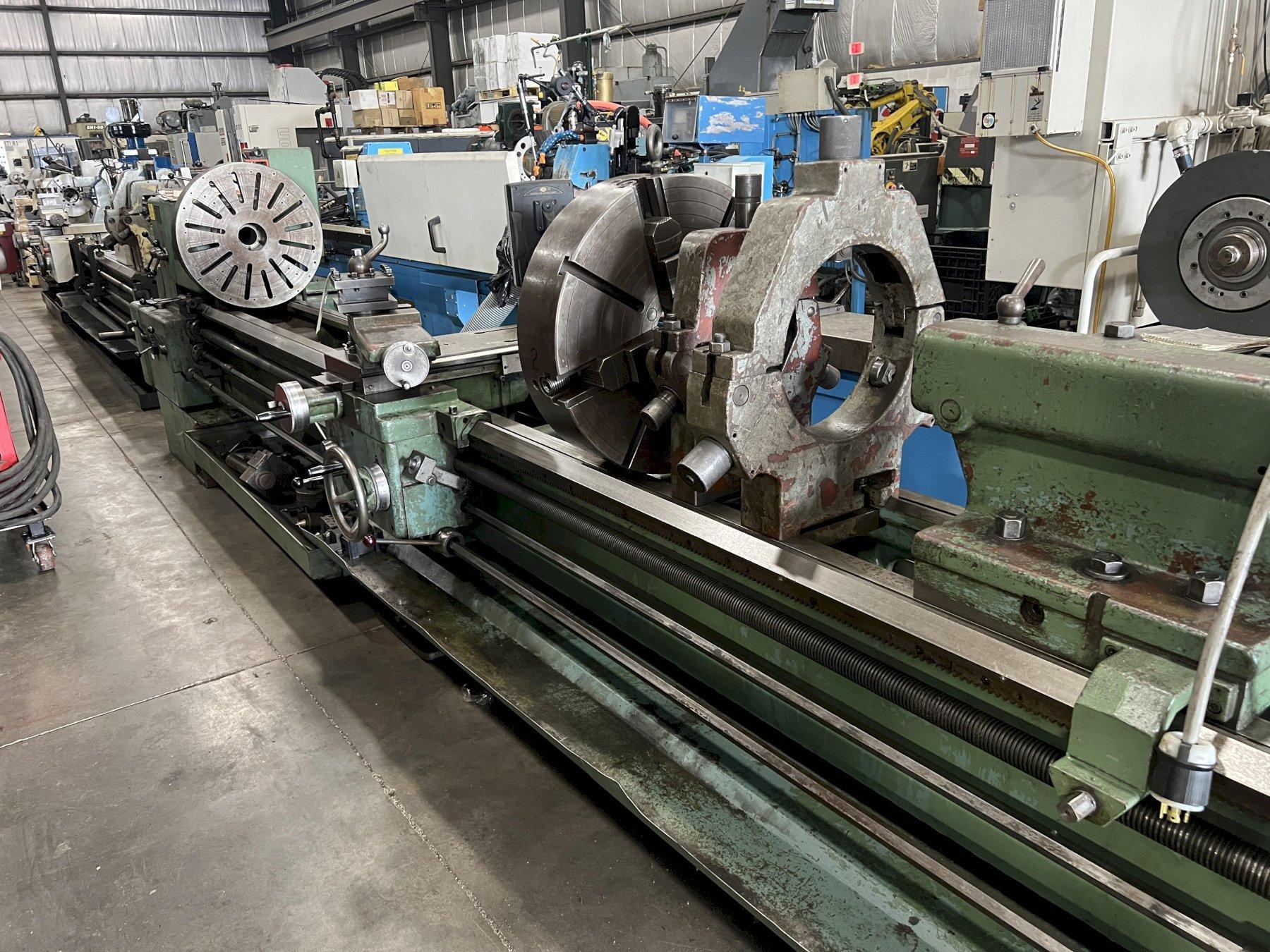 25" X 160" TOS ENGINE LATHE, MODEL SN63B BIG SIGMA, 24" 4 JAW CHUCK, STEADIES, NEWALL DRO,