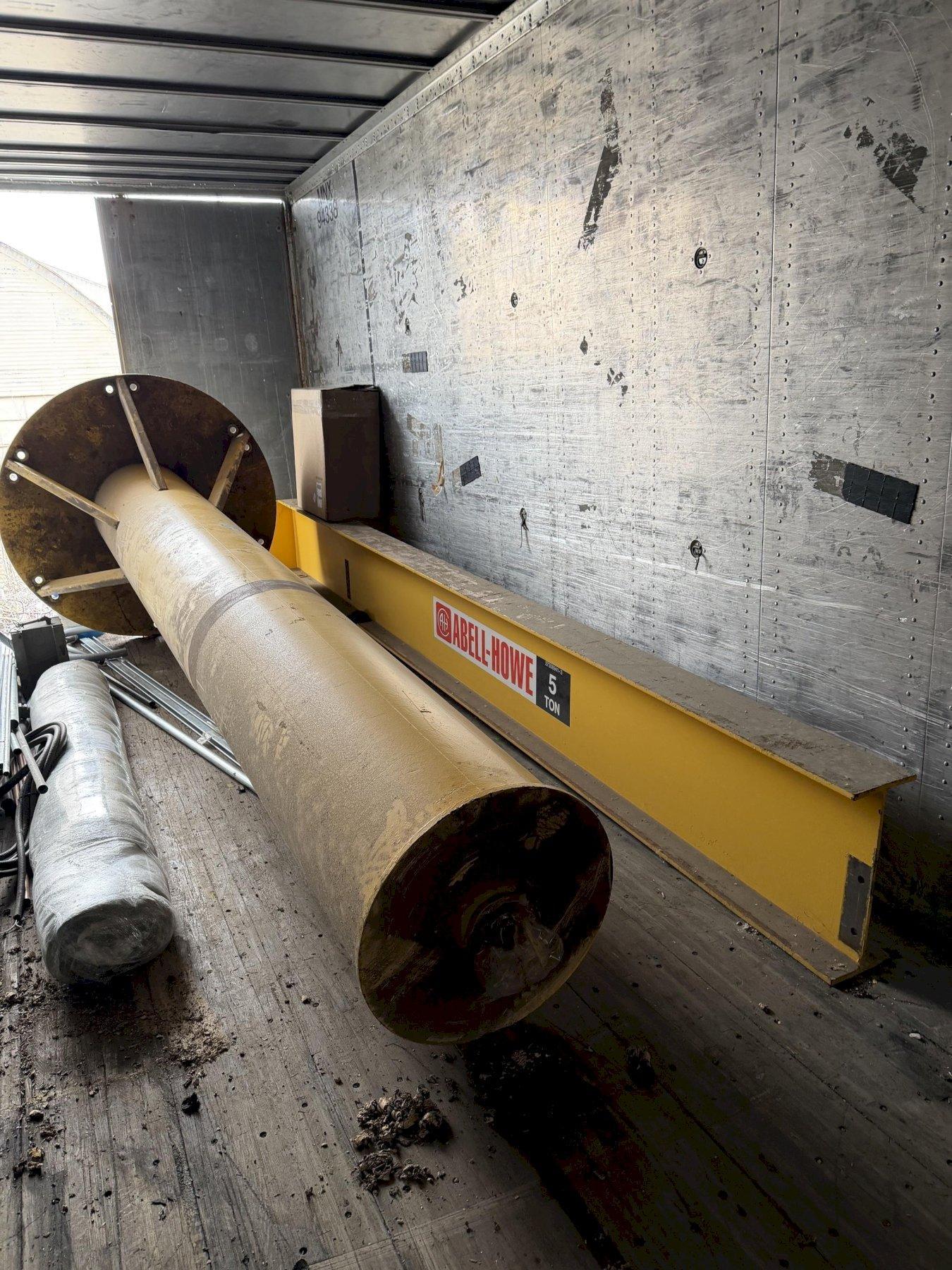 5 TON X 16' SPAN ABELL-HOWE JIB CRANE WITH MOTORIZED COFFING HOIST. STOCK # 0980026