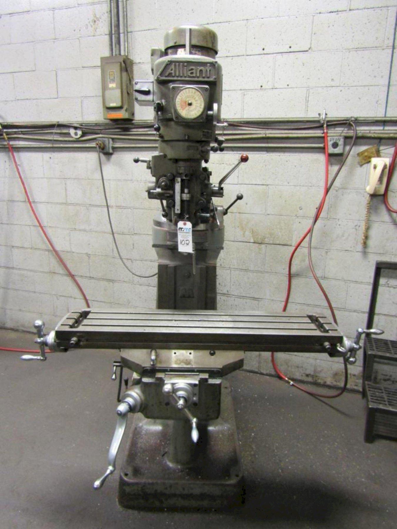 1 - PREOWNED ALLIANT VERTICAL MILLING MACHINE, MODEL #: RT2, S/N 315488