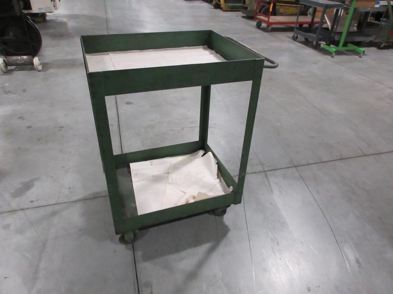 Tall Heavy Duty Steel Rolling Shop Cart with 2 Shelves- Auction Item