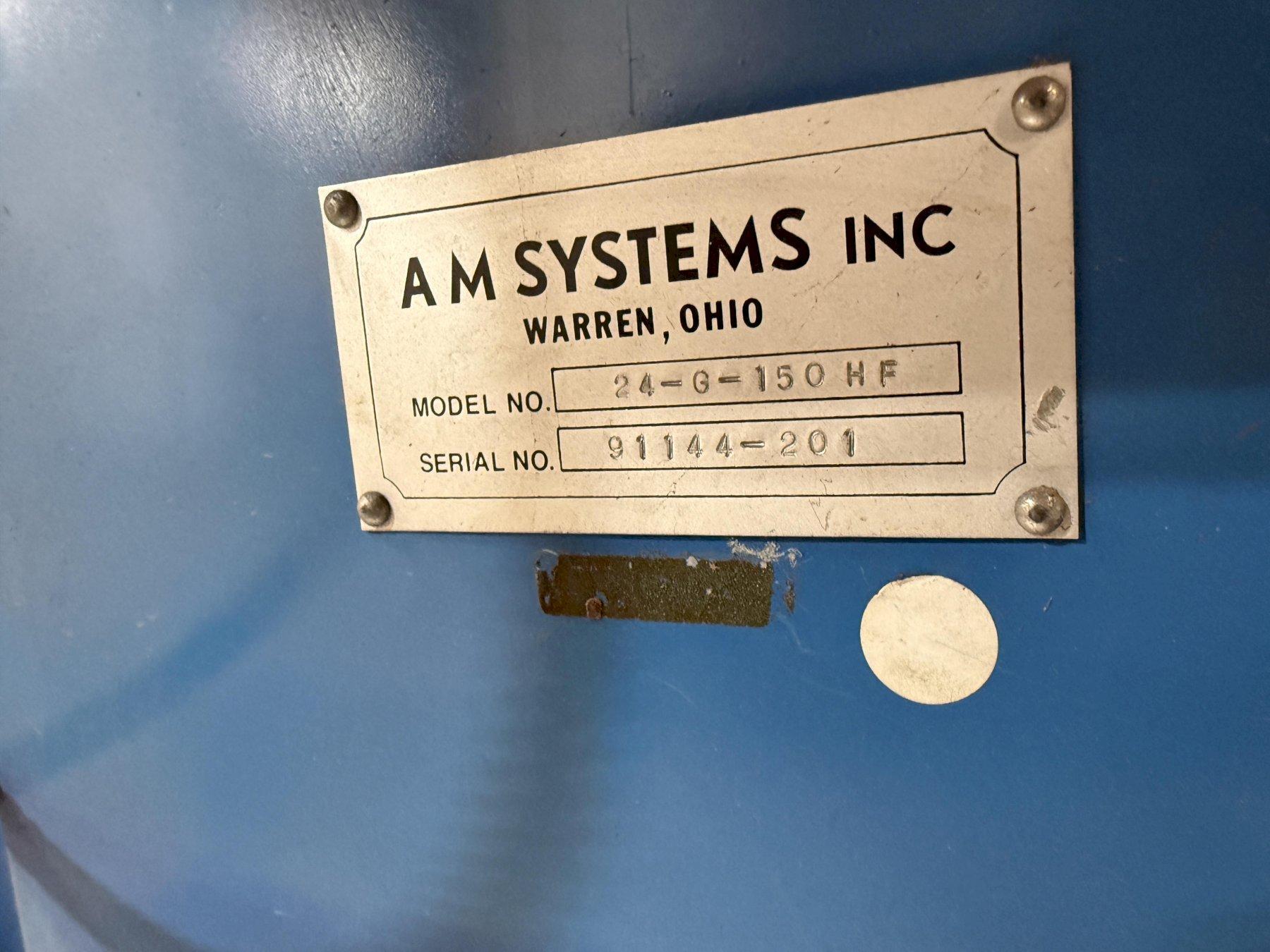 AM Systems model 24-g-150hf fuel mizer ladle preheater s/n 91144-201with controls and gas system with blower, 24" diameter hood