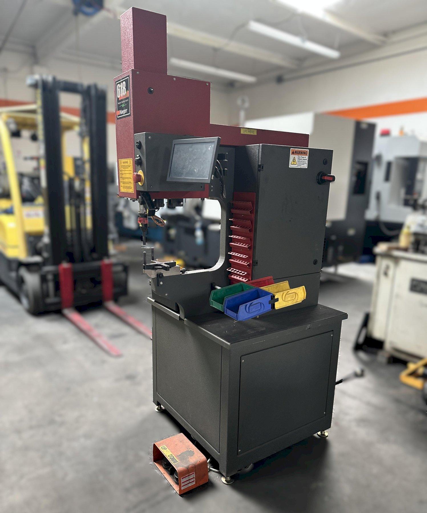 Haeger 618-MSP-He w/ TPS-Tooling Protection System Integrated, Integrated Batch Counter, Robust Hydraulics with in-tank hydraulic filter system, Variable dwell timer for use with hard material, and Adjustable Stroke 10 to 200mm
