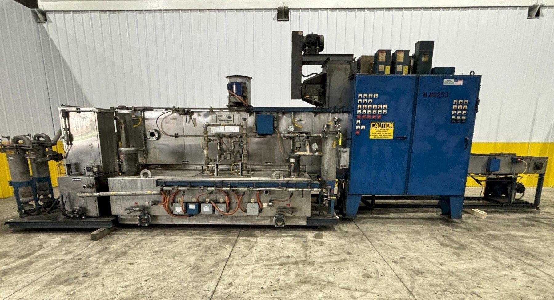 24" W X 11" H RANSOHOFF 3-STAGE STAINLESS STEEL PASS THROUGH BELT CONVEYOR PARTS WASHER, 2003, ELECTRIC HEAT: STOCK #22020