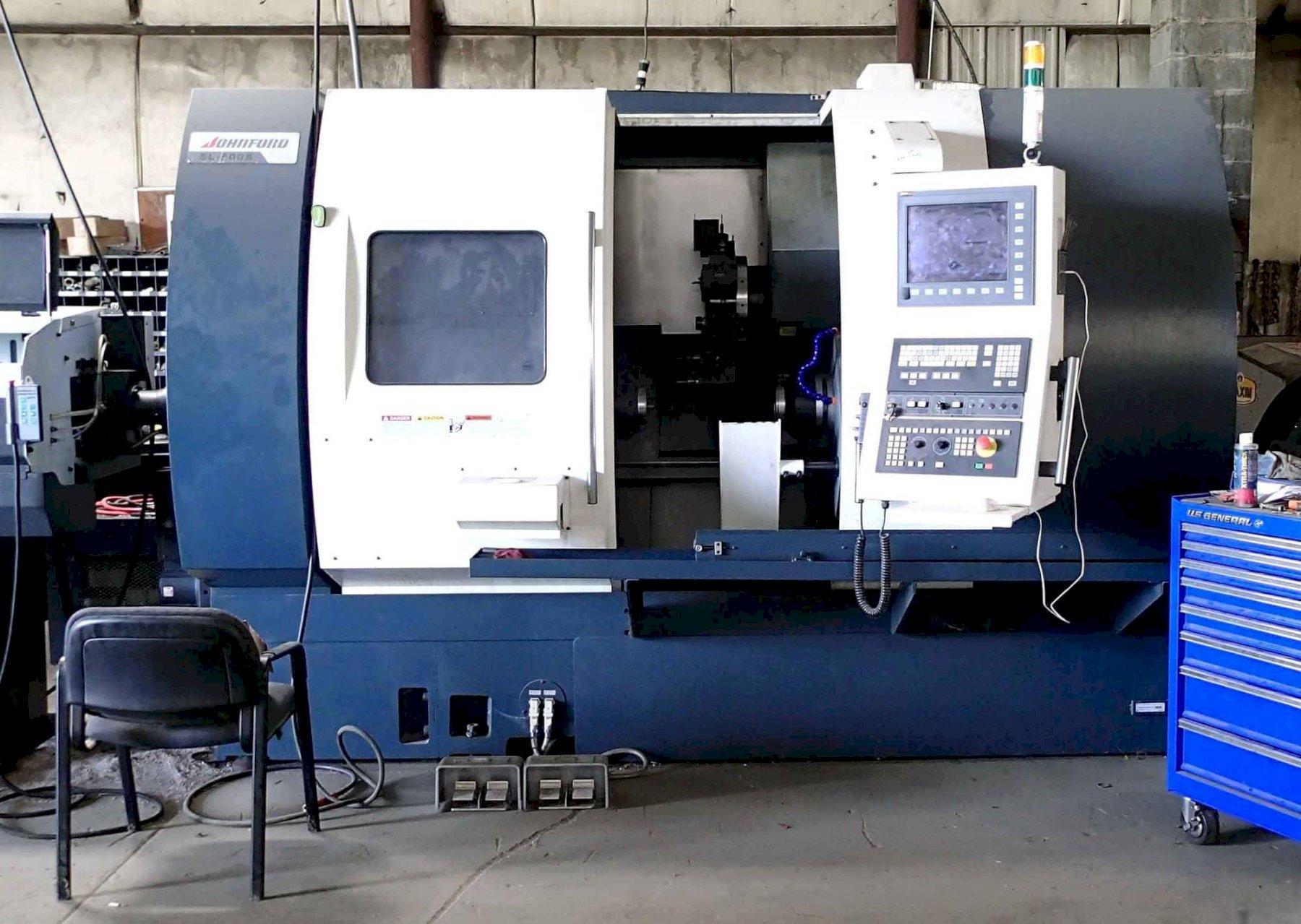 Johnford SL-500A CNC Turning Center Lathe, 2018- Y Axis, Live Tools, 4″ Bar, Sub Spindle, 12’ Bar Feeder