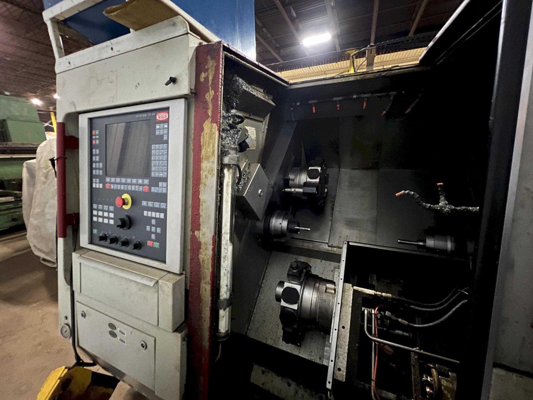 TRAUB CNC LATHE, MODEL TNC 42/65 DGY, MAIN AND SUB SPINLDES, TWO TURRETS, TX 8F CONTROL, 1999