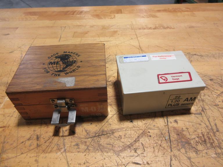 Meyer and Vermont Gage Small Pin Sets, Meyer M-0 Plus .011-.060", Vermont AM Series .22-1.2 Plus- Auction Item