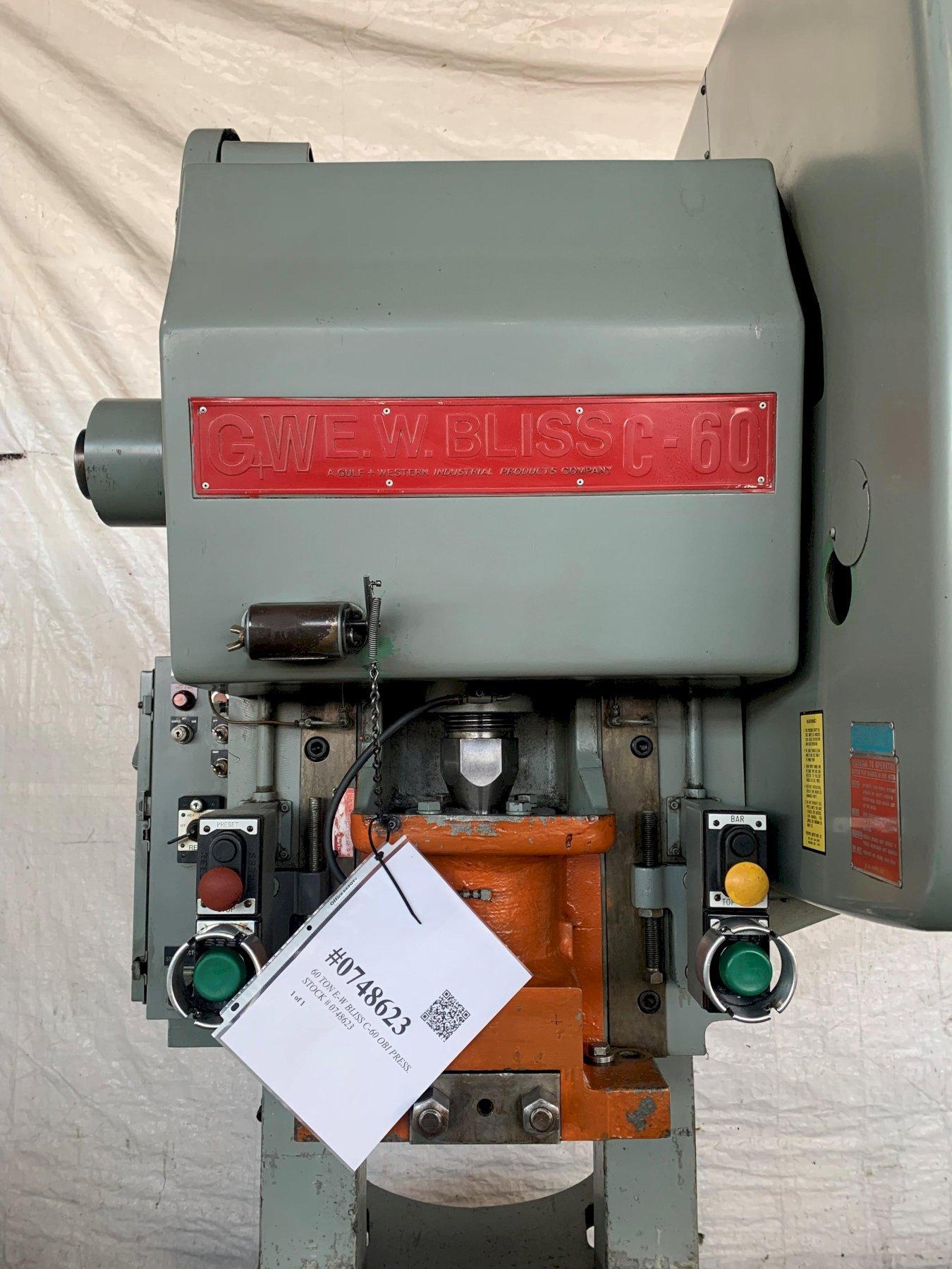 60 TON E-W BLISS C-60 OBI PRESS. STOCK # 0748623