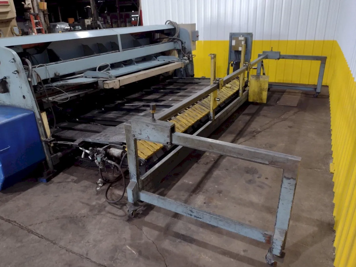 13' x 1/4" AMADA MODEL #M-4065 MECHANICAL POWER SQUARING SHEAR, FRONT GUAGING, CONVEYOR & STACKER