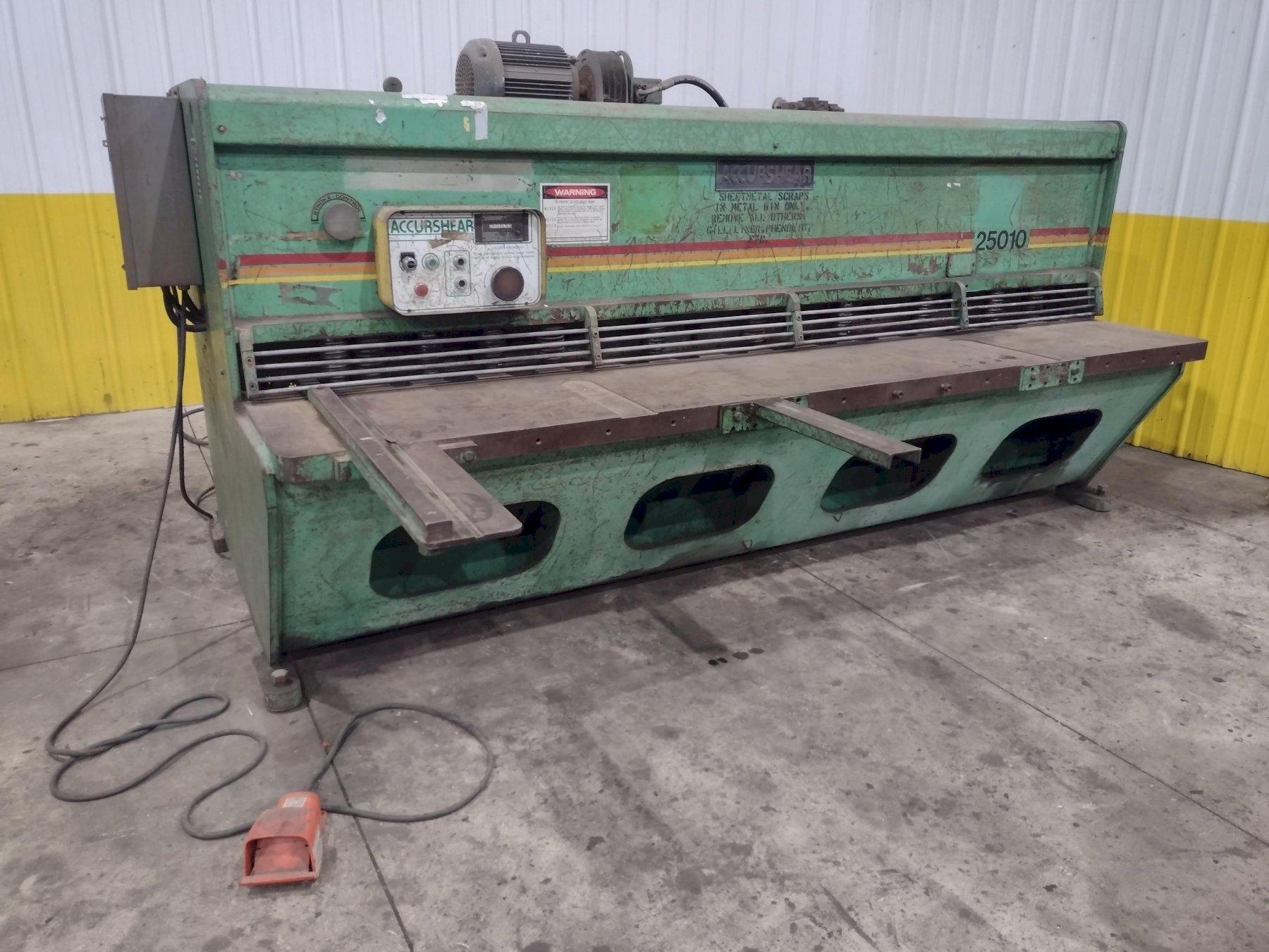10' X 1/4" ACCURPRESS MODEL #825010 LP HYDRAULIC SHEAR: YOBRO #24451